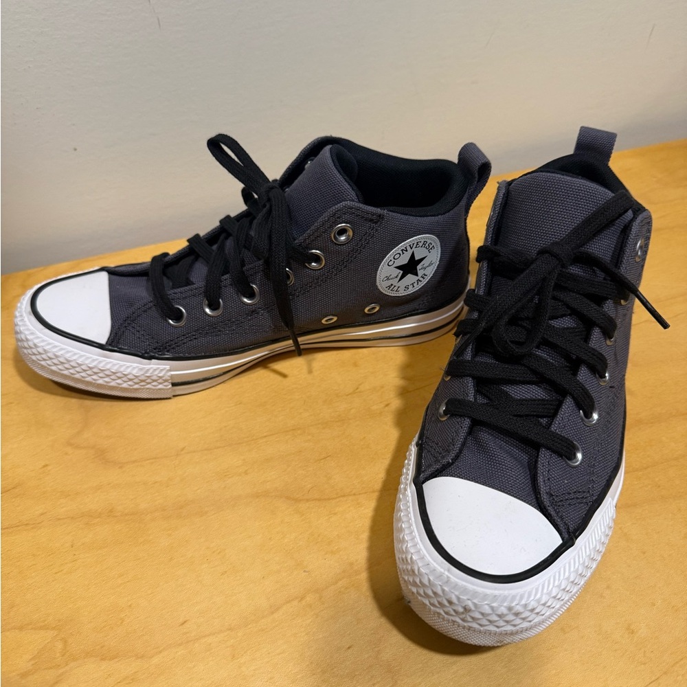 Converse Charcoal and White High-Top Sneakers (fits women 7.5)